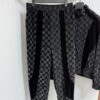 1V 25ss New Arrival Track Pants Crafted from Lustrous Technical Fabric, Showcasing the 2025 Spring-Summer Runway Trend. Flocked Matte Damier Pattern Features the Marque L.Vuitton Déposée Logo, with Velvet Trims Adding Textural Depth, Perfectly Paired with Matching Top for a Sharp, Cohesive Look