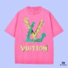 Luxury Quality LV Louis 2025 Fall Spring Collection Caterpillar Logo Short Sleeve T-Shirt, Distinct from Regular Print, Custom Woven 270G 32-Count Double-Yarn Pure Cotton Fabric, Loose Fit Unisex Design