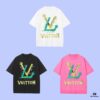 Luxury Quality LV Louis 2025 Fall Spring Collection Caterpillar Logo Short Sleeve T-Shirt, Distinct from Regular Print, Custom Woven 270G 32-Count Double-Yarn Pure Cotton Fabric, Loose Fit Unisex Design