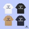 High-End Quality LV Louis 2025 Fall Spring Collection Slogan 4 Short Sleeve T-Shirt, Distinctive from Regular Print, Made of Custom-Woven 270G 32-Thread Double-Yarn Pure Cotton Fabric, Loose Fit Unisex Design