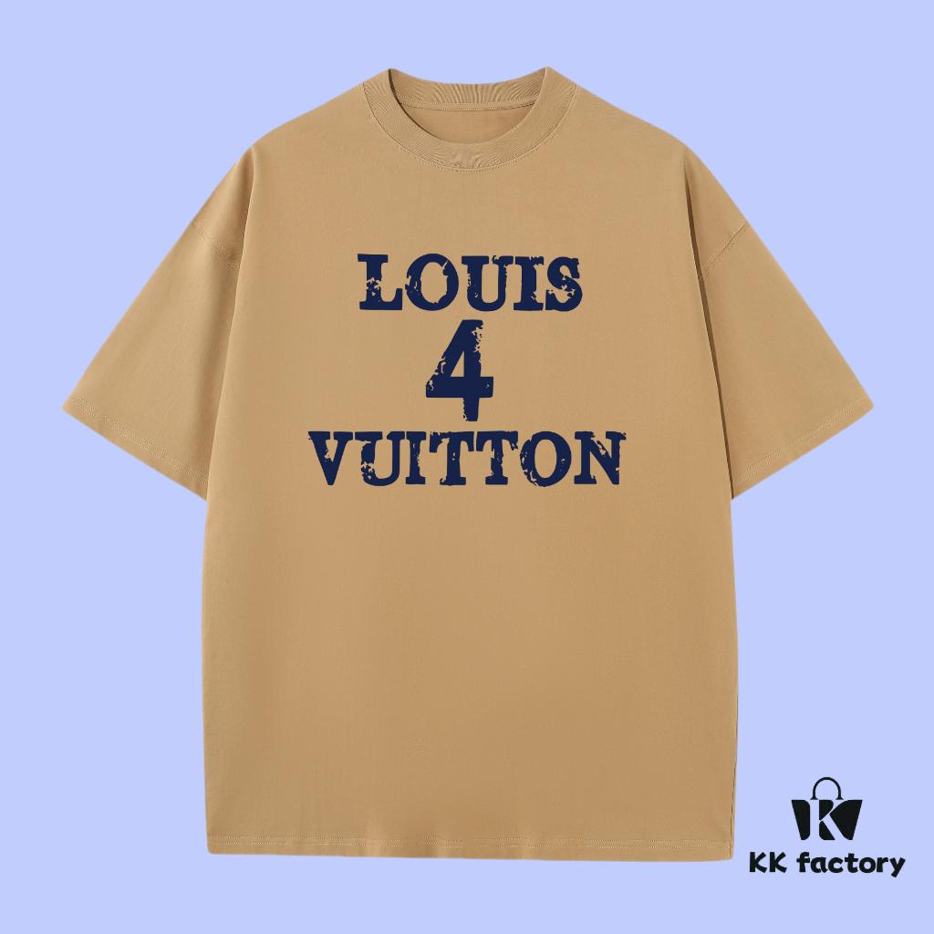 Luxury Quality LV Louis 2025 Fall Spring Collection Slogan 4 Short Sleeve T-Shirt, Distinctive from Regular Print, Made of Custom-Woven 270G 32-Count Double-Yarn Pure Cotton Fabric, Loose Fit Unisex Design