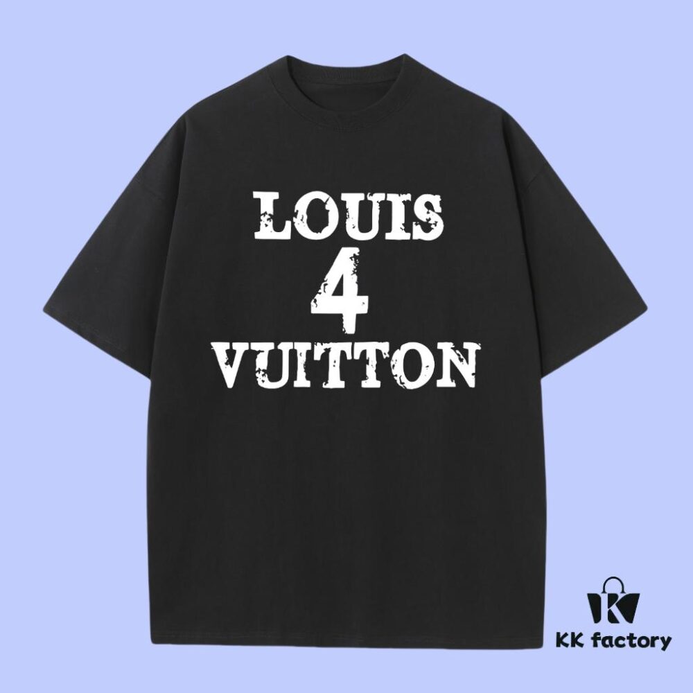 High-End Quality LV Louis 2025 Fall Spring Collection Slogan 4 Short Sleeve T-Shirt, Distinctive from Regular Print, Made of Custom-Woven 270G 32-Thread Double-Yarn Pure Cotton Fabric, Loose Fit Unisex Design