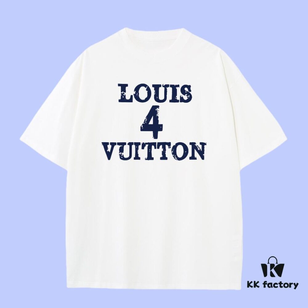 Luxury Quality LV Louis 2025 Fall Spring Collection Slogan 4 Short Sleeve T-Shirt, Distinctive from Regular Print, Crafted with 270G 32-Count Double-Yarn Pure Cotton Fabric, Relaxed Fit Unisex Design