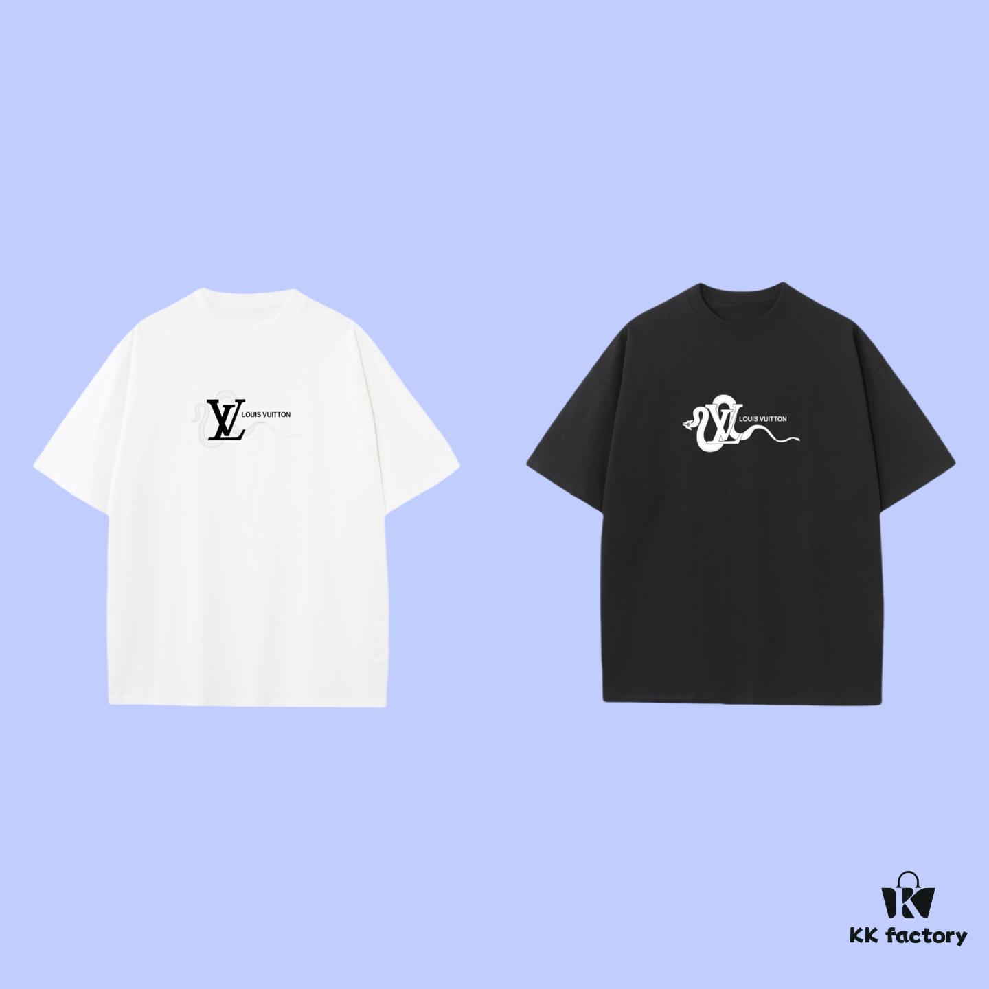 Luxury Quality LV Louis 2025 Fall Spring Collection Snake Year Logo T-Shirt, Distinct from Regular Printing, Custom Woven 270G 32-Count Double-Yarn Pure Cotton Fabric, Loose Fit Unisex Design