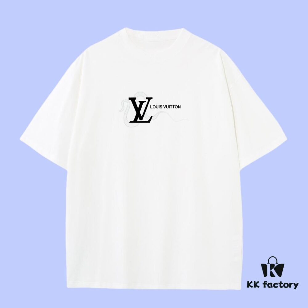 Luxury Quality LV Louis 2025 Fall Spring Collection Snake Year Logo T-Shirt, Distinct from Regular Printing, Custom Woven 270G 32-Count Double-Yarn Pure Cotton Fabric, Loose Fit Unisex Design