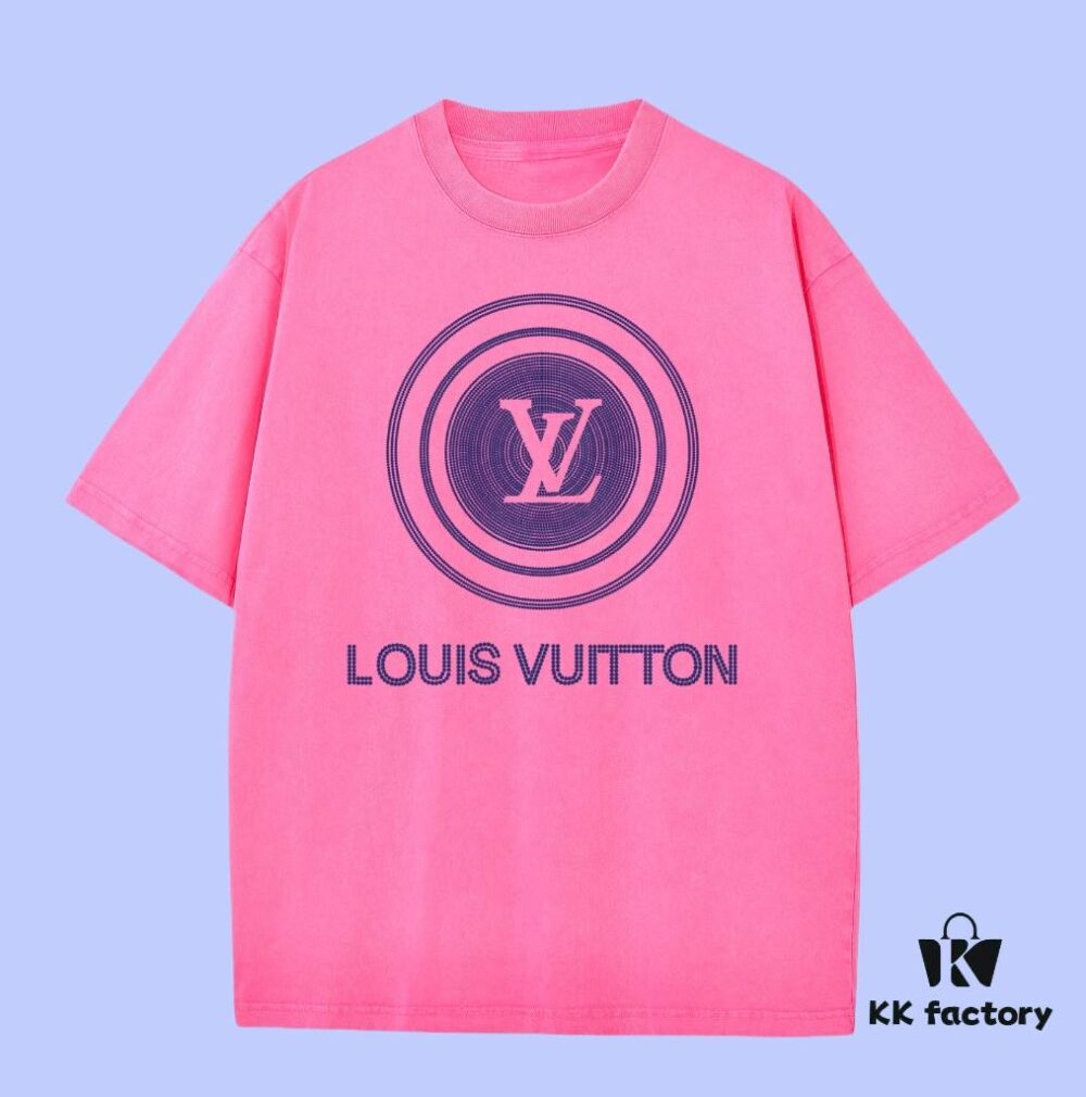 Luxury Quality LV Louis 2025 Fall Spring Collection Logo Short Sleeve T-Shirt, Distinct from Regular Print, Woven 270G 32-Count Double-Yarn Pure Cotton Fabric, Loose Fit Unisex Design