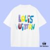Luxury Quality LV Louis 2025 Fall Spring Collection Colorful Logo Short Sleeve T-Shirt, Distinct from Regular Print, Made of Custom-Woven 270G 32-Thread Double-Yarn Pure Cotton Fabric, Relaxed Fit Unisex Design