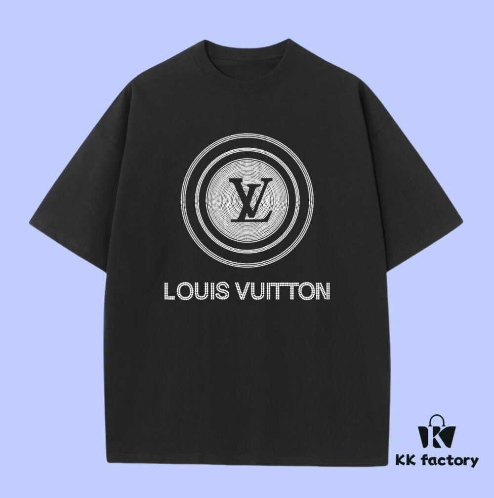 Luxury Quality LV Louis 2025 Fall Spring/Summer Collection Logo Short Sleeve T-Shirt, Premium 270G 32-Count Double-Yarn Pure Cotton Fabric, Relaxed Unisex Fit