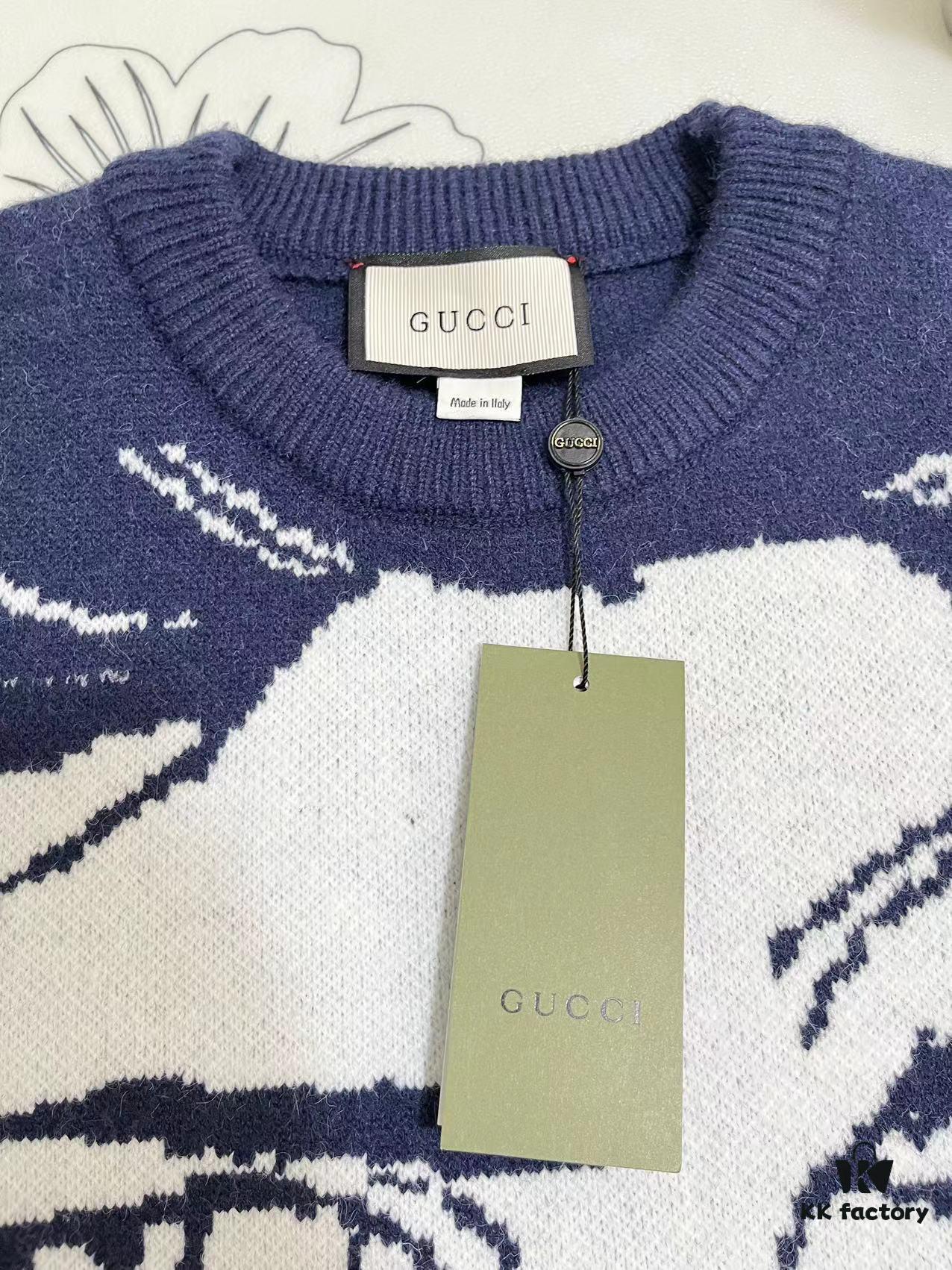 GUCCI x Artist Collaboration Face Print Crew Neck Long Sleeve Sweater