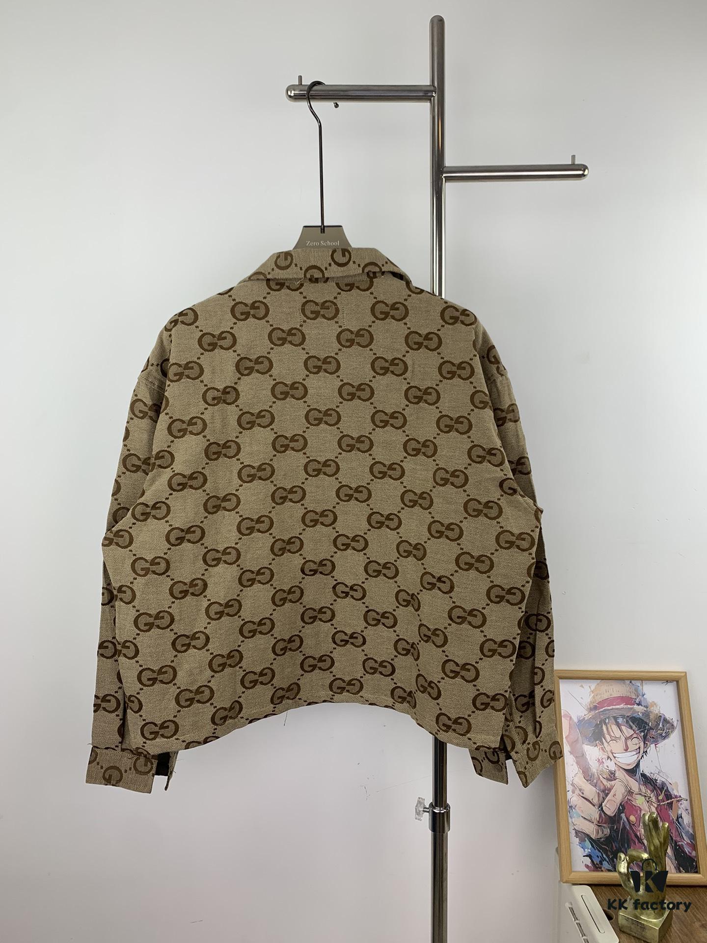 New Gucci GUCCI 24FW Double G Jacquard Lapel Long-Sleeve Shirt Jacket
