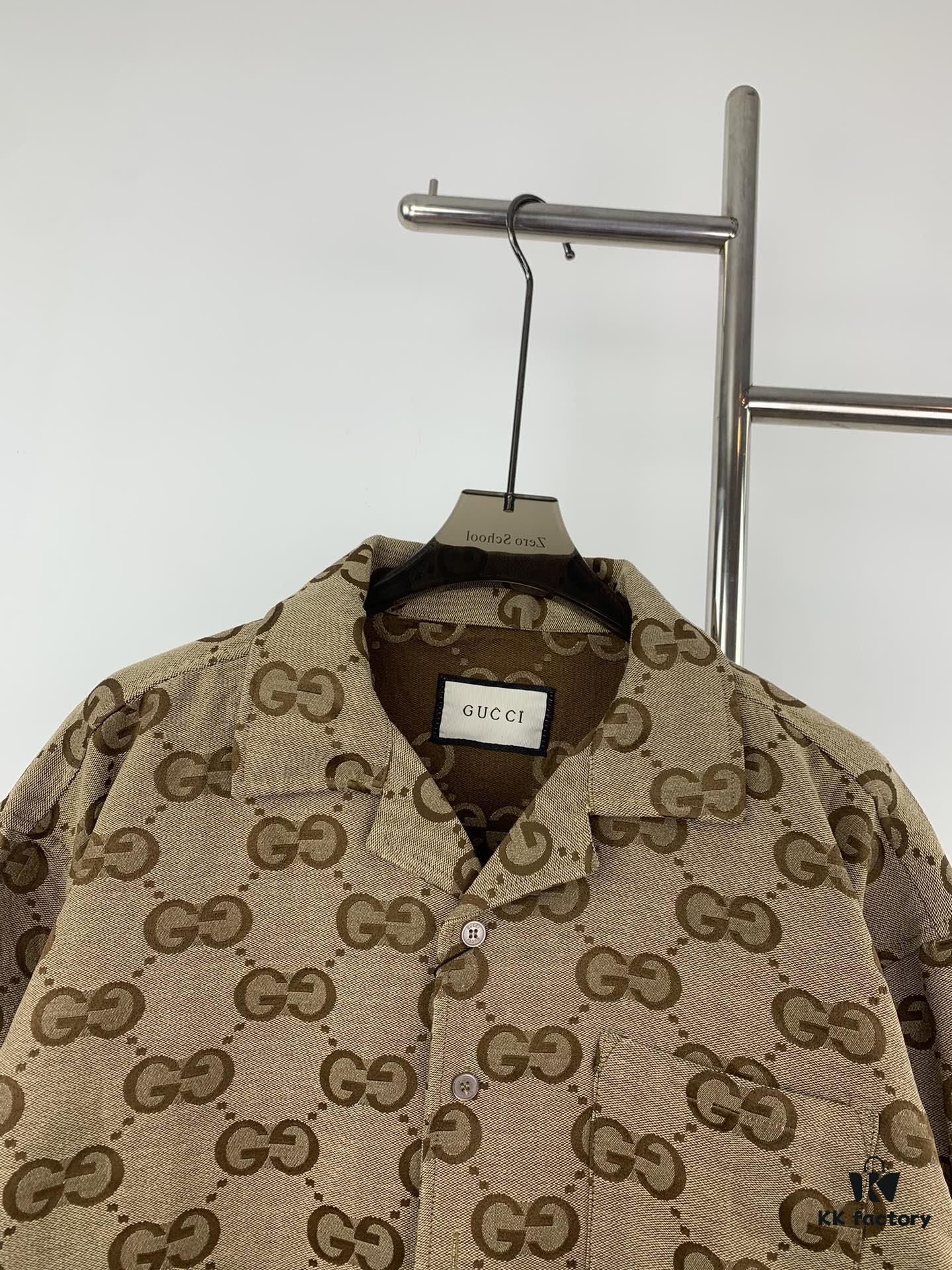 New Gucci GUCCI 24FW Double G Jacquard Lapel Long-Sleeve Shirt Jacket