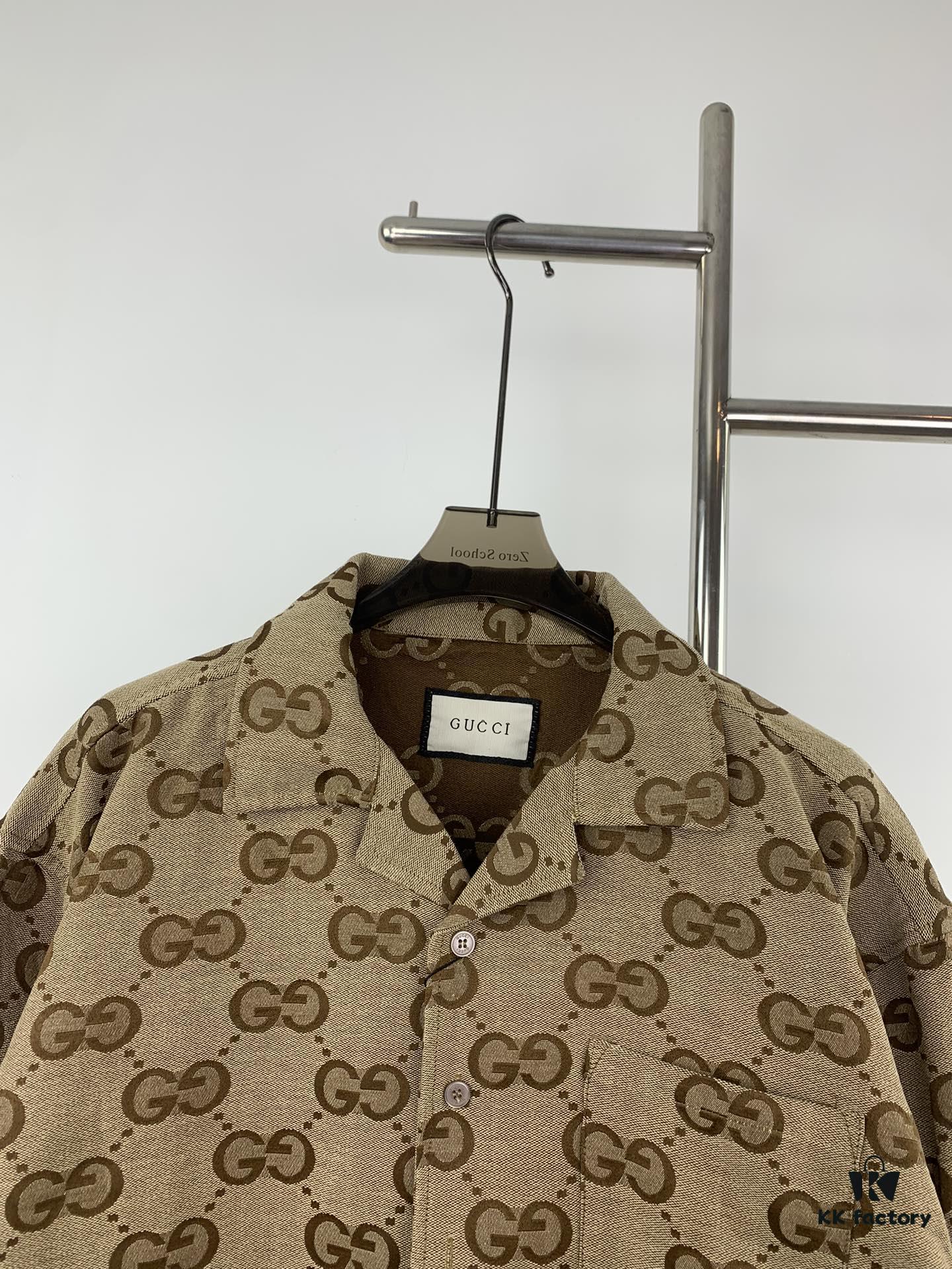 New Gucci GUCCI 24FW Double G Jacquard Lapel Long-Sleeve Shirt Jacket