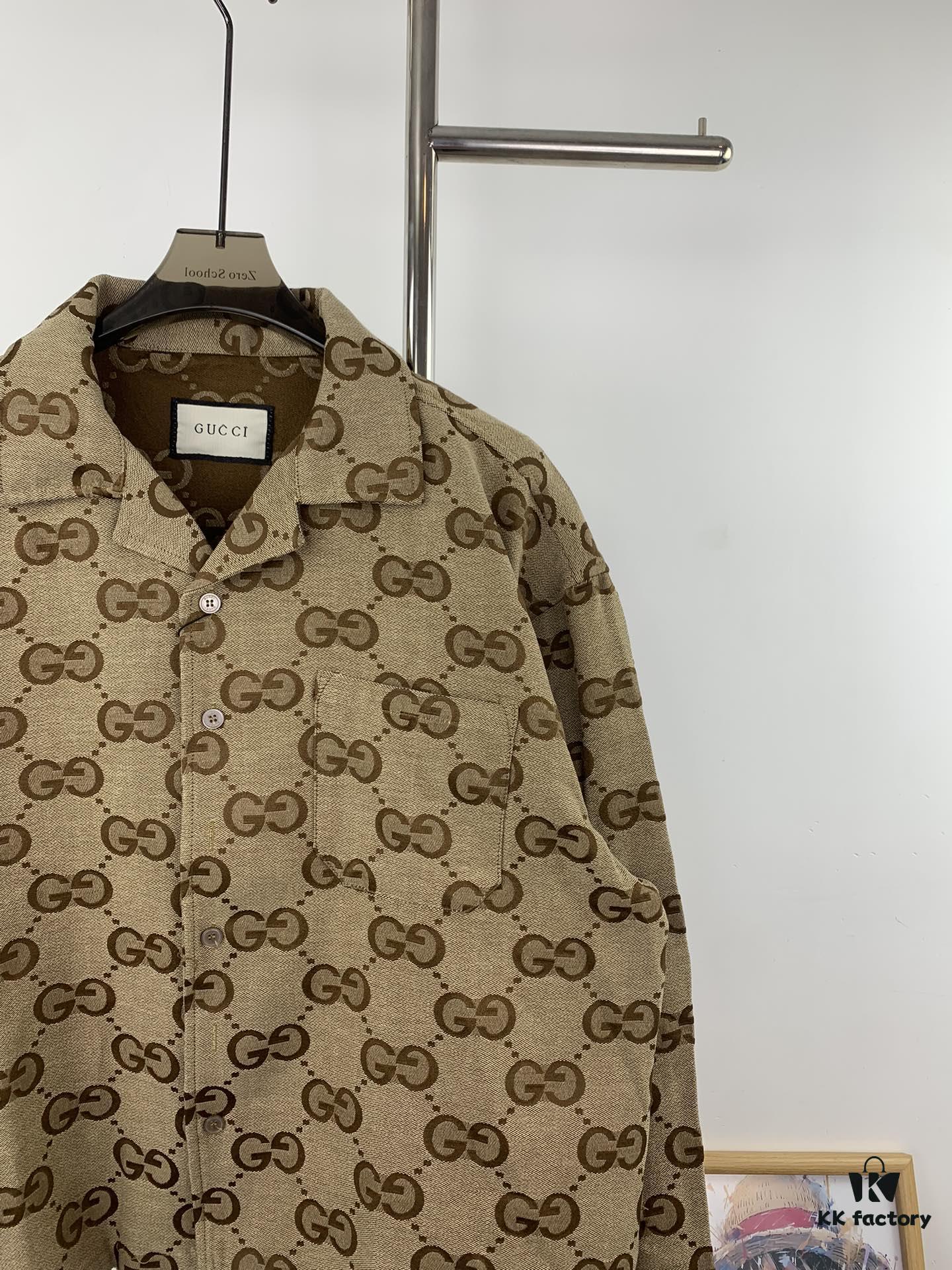 New Gucci GUCCI 24FW Double G Jacquard Lapel Long-Sleeve Shirt Jacket