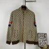 New GUCCI Classic Double G Jacquard Patchwork Zipper Jacket Unisex Trench Coat