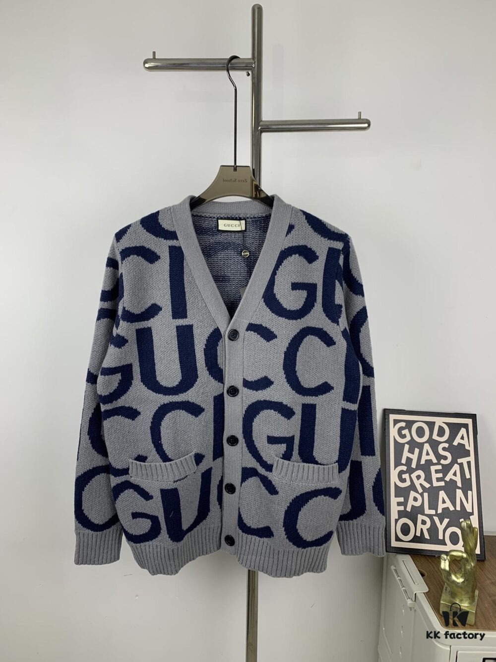 New GUCCI Double G Monogram Knit Cardigan Unisex