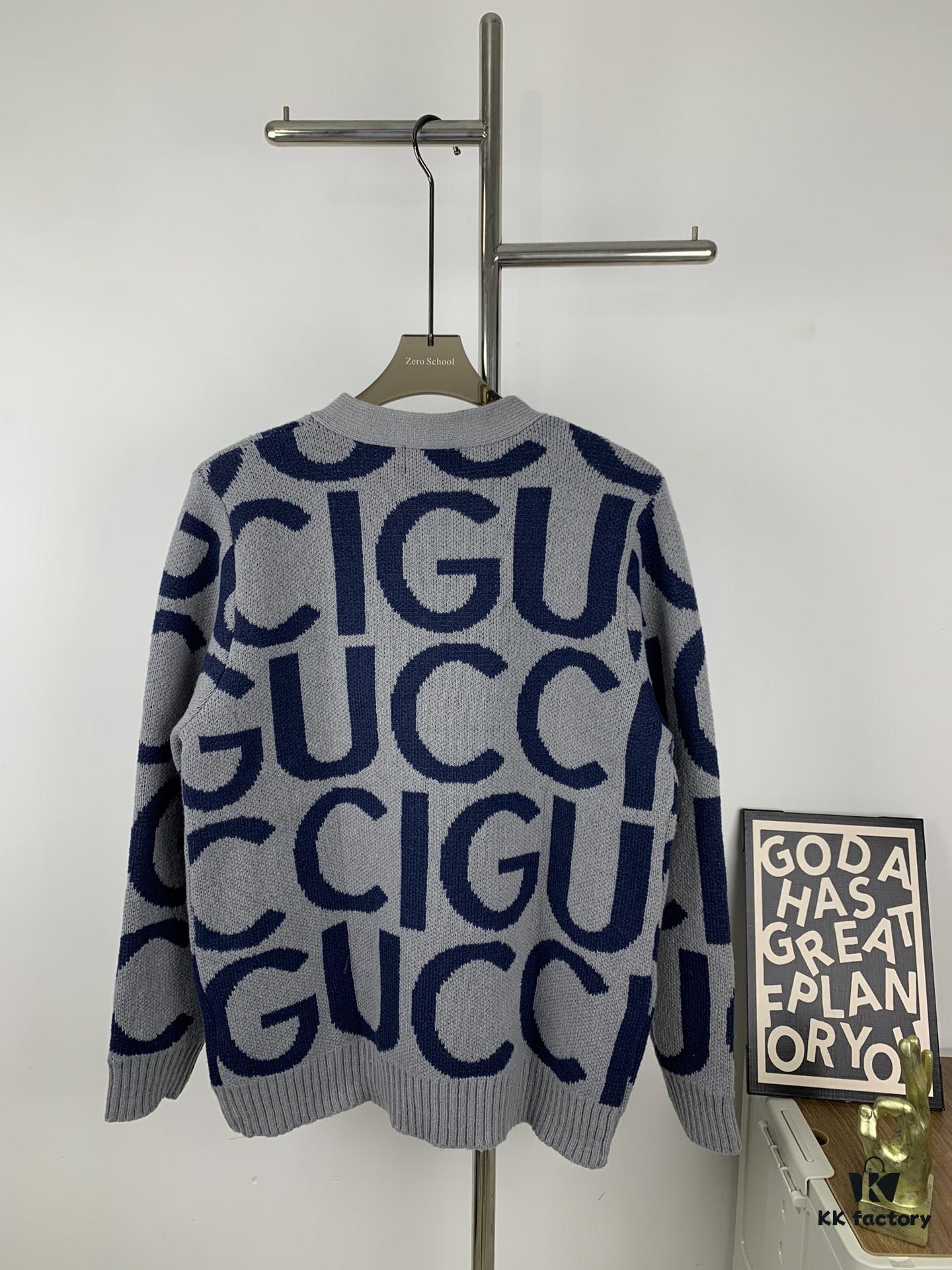 New GUCCI Double G Monogram Knit Cardigan Unisex
