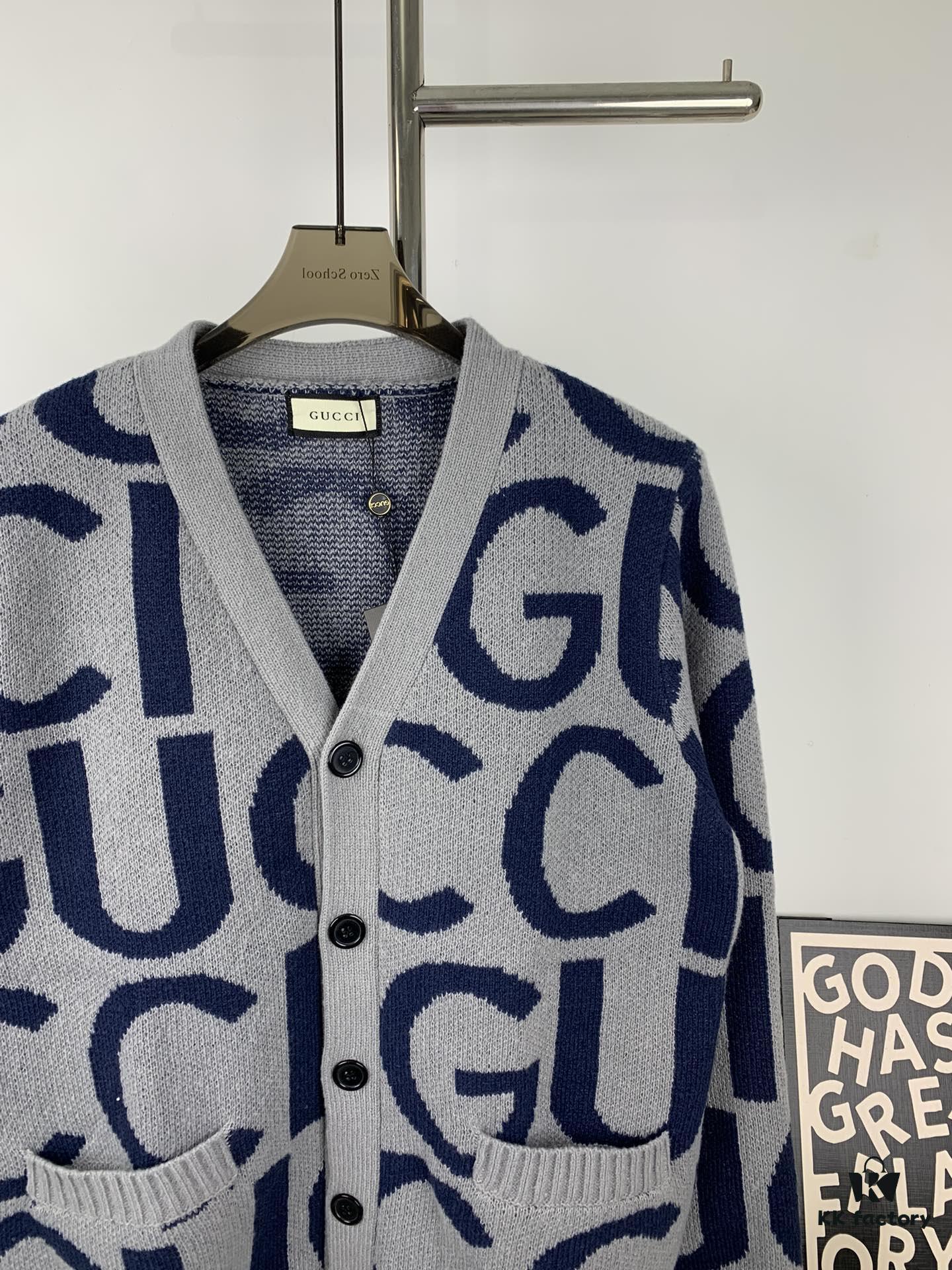 New GUCCI Double G Monogram Knit Cardigan Unisex