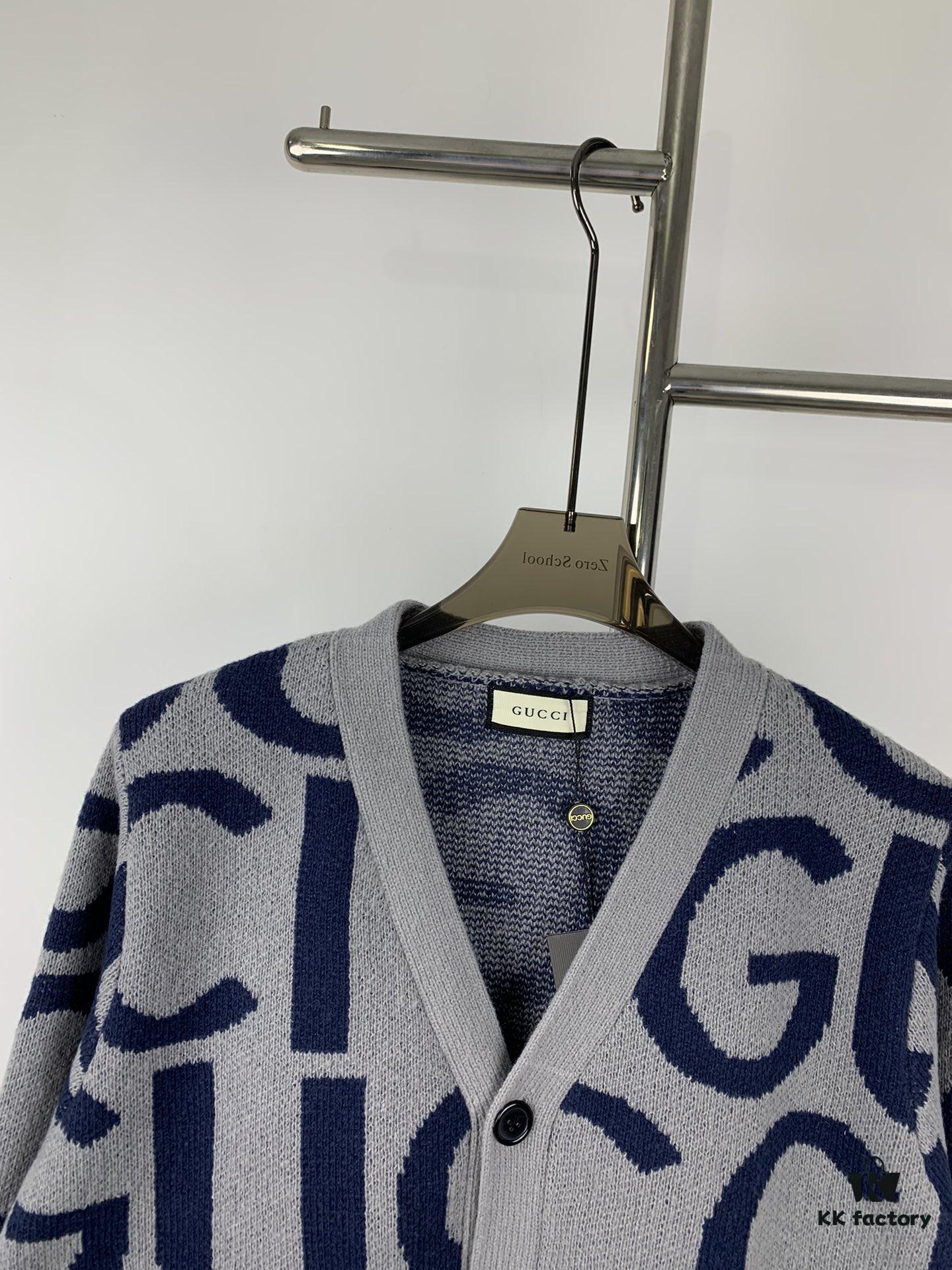 New GUCCI Double G Monogram Knit Cardigan Unisex