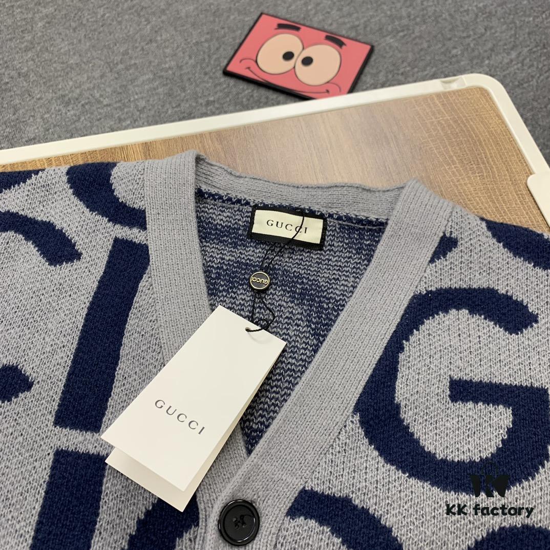 New GUCCI Double G Monogram Knit Cardigan Unisex