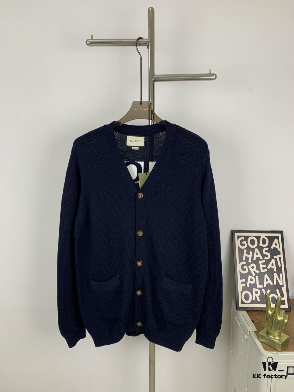 New Gucci Jacquard Knit V-Neck Cardigan Unisex College Style