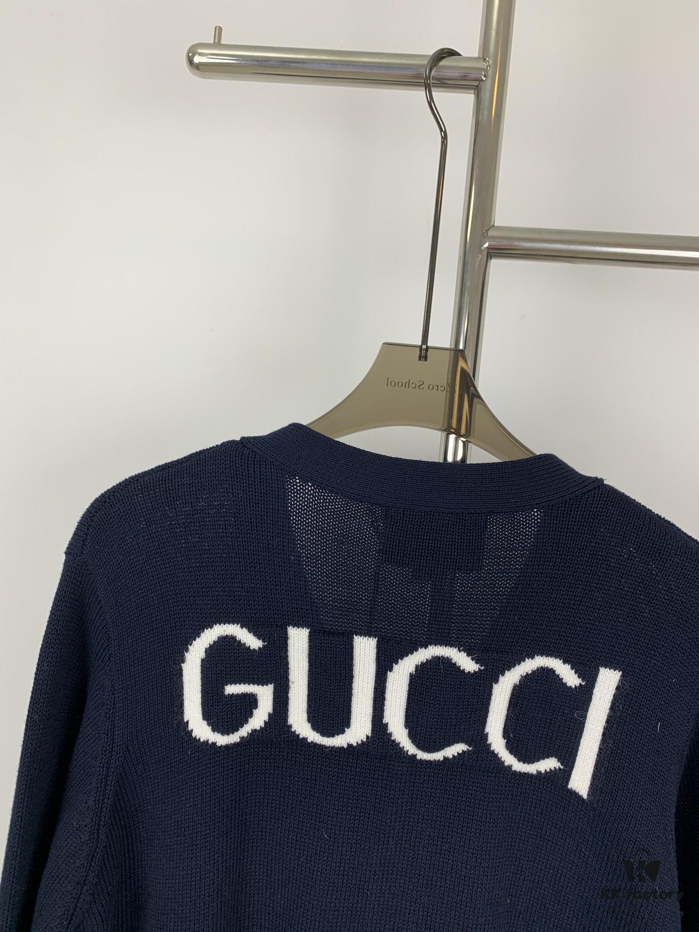 New Gucci Jacquard Knit V-Neck Cardigan Unisex College Style
