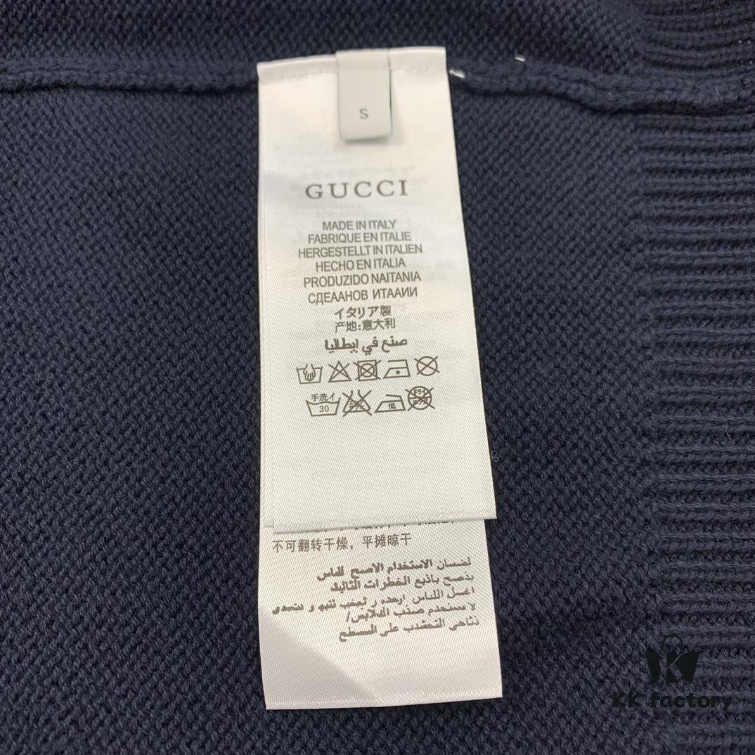 New Gucci Jacquard Knit V-Neck Cardigan Unisex College Style