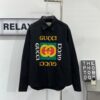 New Gucci Red-Green Double Ring Print Checked Oversized Logo Button Shirt