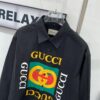 New Gucci Red-Green Double Ring Print Checked Oversized Logo Button Shirt