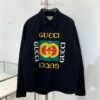 New Gucci Red-Green Double Ring Print Checked Oversized Logo Button Shirt