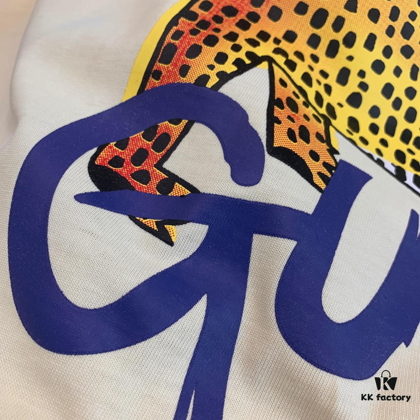 New GUCCI 2024 Leopard Print Letter Short Sleeve T-Shirt in Beige, Paw Design, Unisex Couples Style