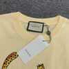New GUCCI 2024 Leopard Print Letter Short Sleeve T-Shirt in Beige, Paw Design, Unisex Couples Style