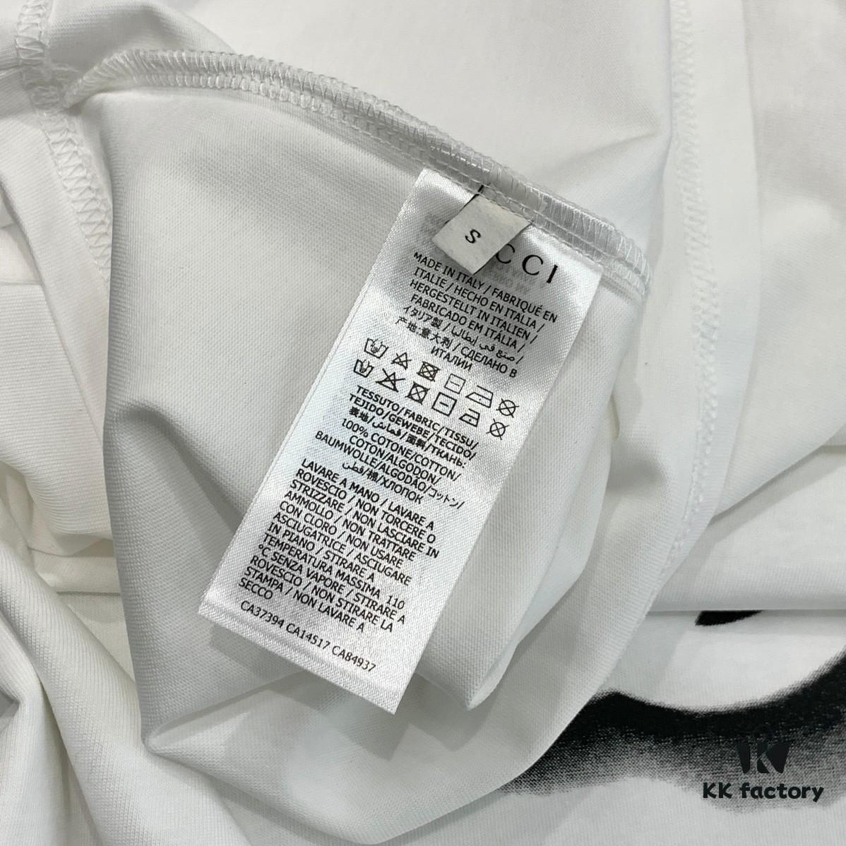 New 2024 Pre-Spring Gucci Double G Graffiti Print Knitted Cotton T-Shirt