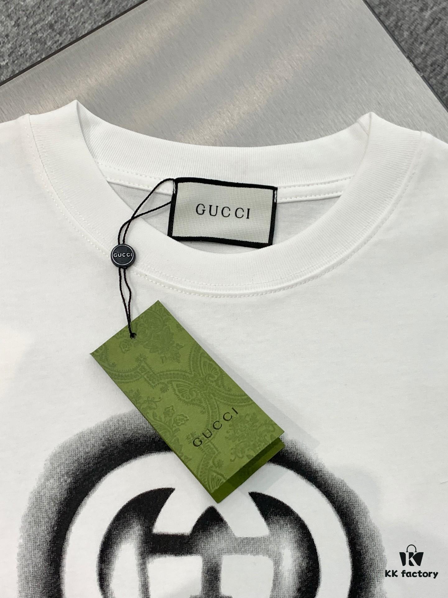 New 2024 Pre-Spring Gucci Double G Graffiti Print Knitted Cotton T-Shirt