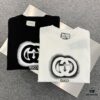 New 2024 Pre-Spring Gucci Double G Graffiti Print Knitted Cotton T-Shirt