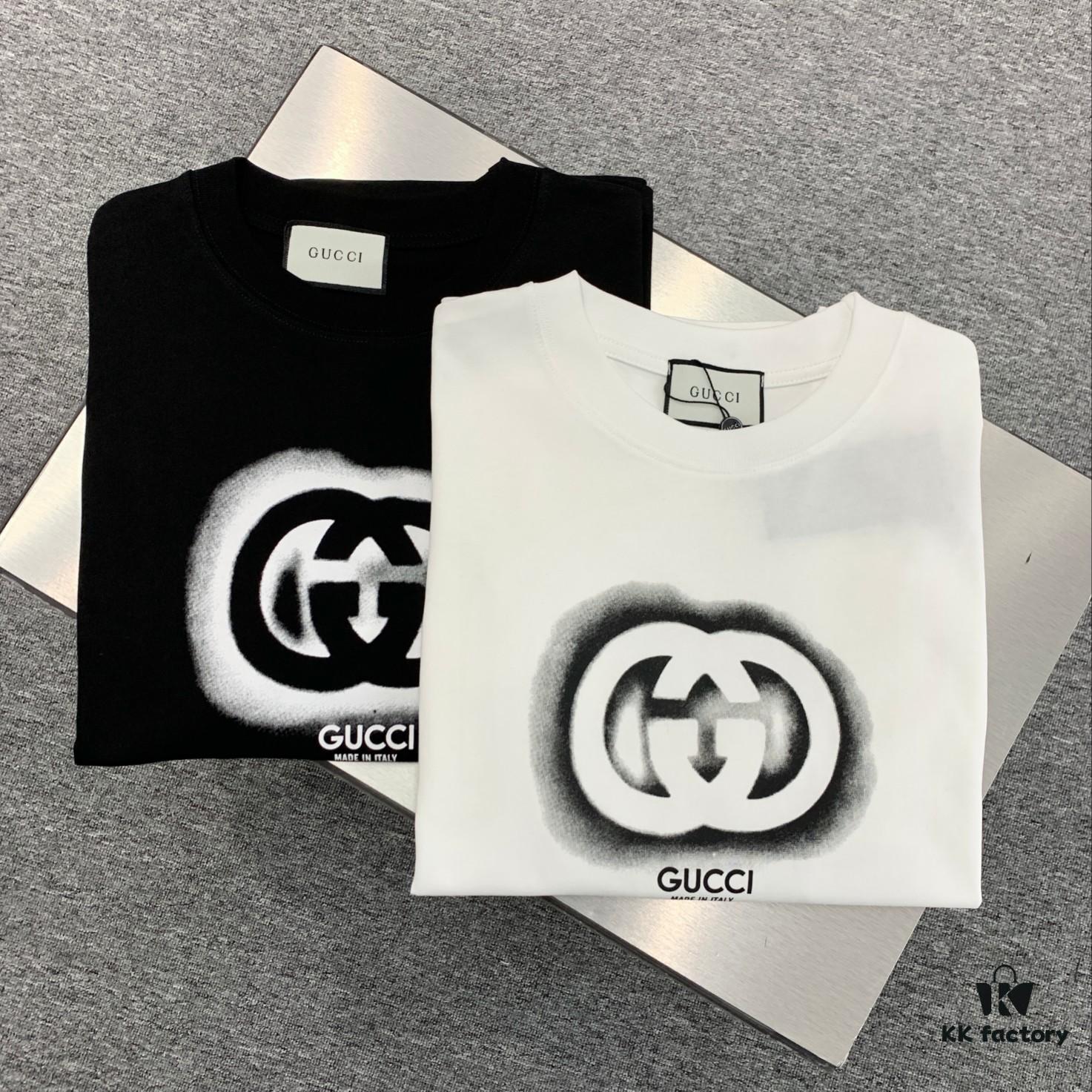 New 2024 Pre-Spring Gucci Double G Graffiti Print Knitted Cotton T-Shirt