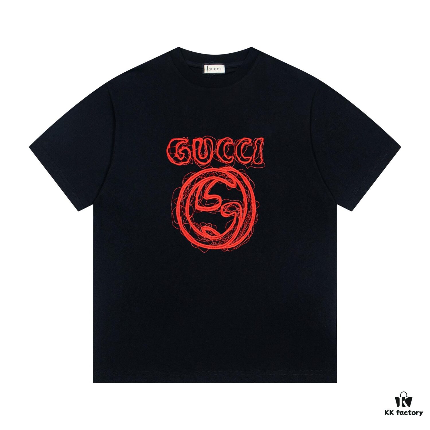 GUCCI New Classic Chest Letter Logo Embroidered Casual Round Neck Short Sleeve T-Shirt