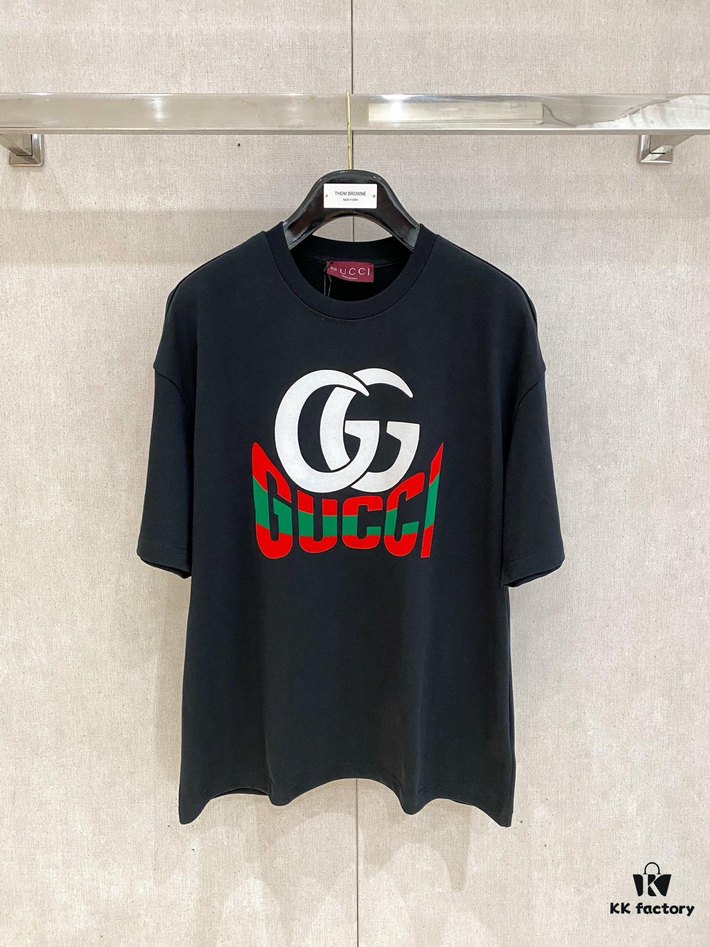 GU Double G Logo Printed Men's Oversized Short Sleeve T-Shirt