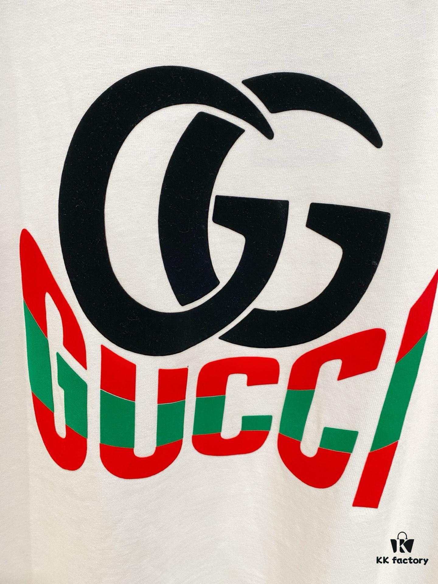 GU Double G Logo Printed Men's Oversized Short Sleeve T-Shirt