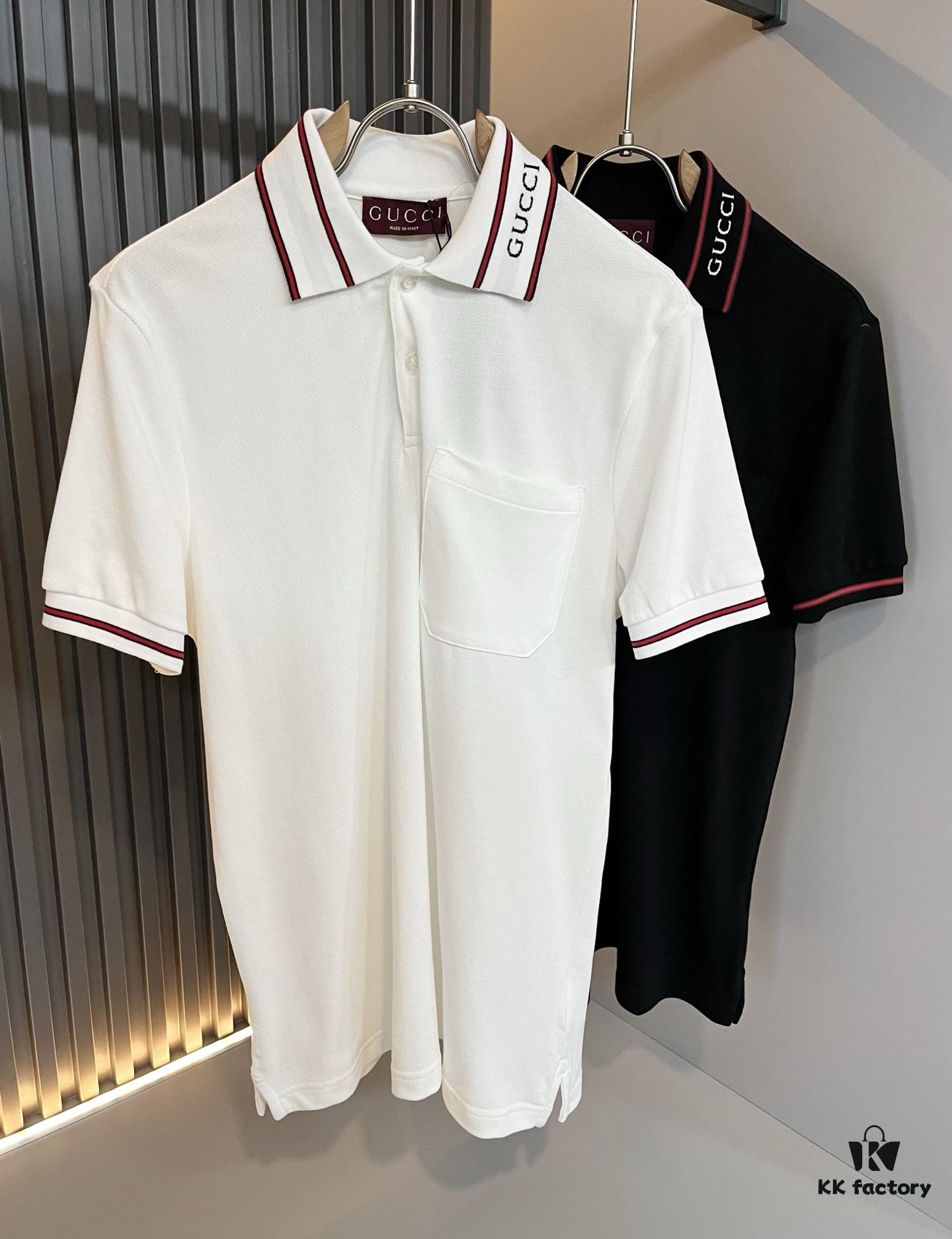 GUC*I GUJIA 2025 Spring/Summer New Short-Sleeve Polo Shirt, Breathable Premium Imported Piqué Cotton Fabric, Logo-Embellished Collar, Trendy and Youthful Unisex Design