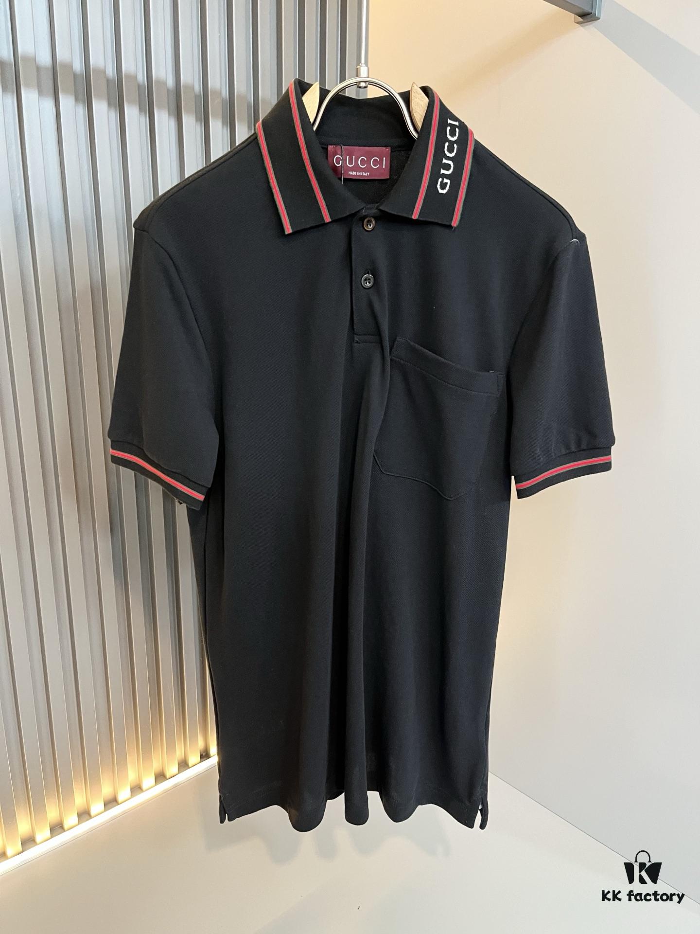 GUC*I GUJIA 2025 Spring/Summer New Short-Sleeve Polo Shirt, Breathable Premium Imported Piqué Cotton Fabric, Logo-Embellished Collar, Trendy and Youthful Unisex Design