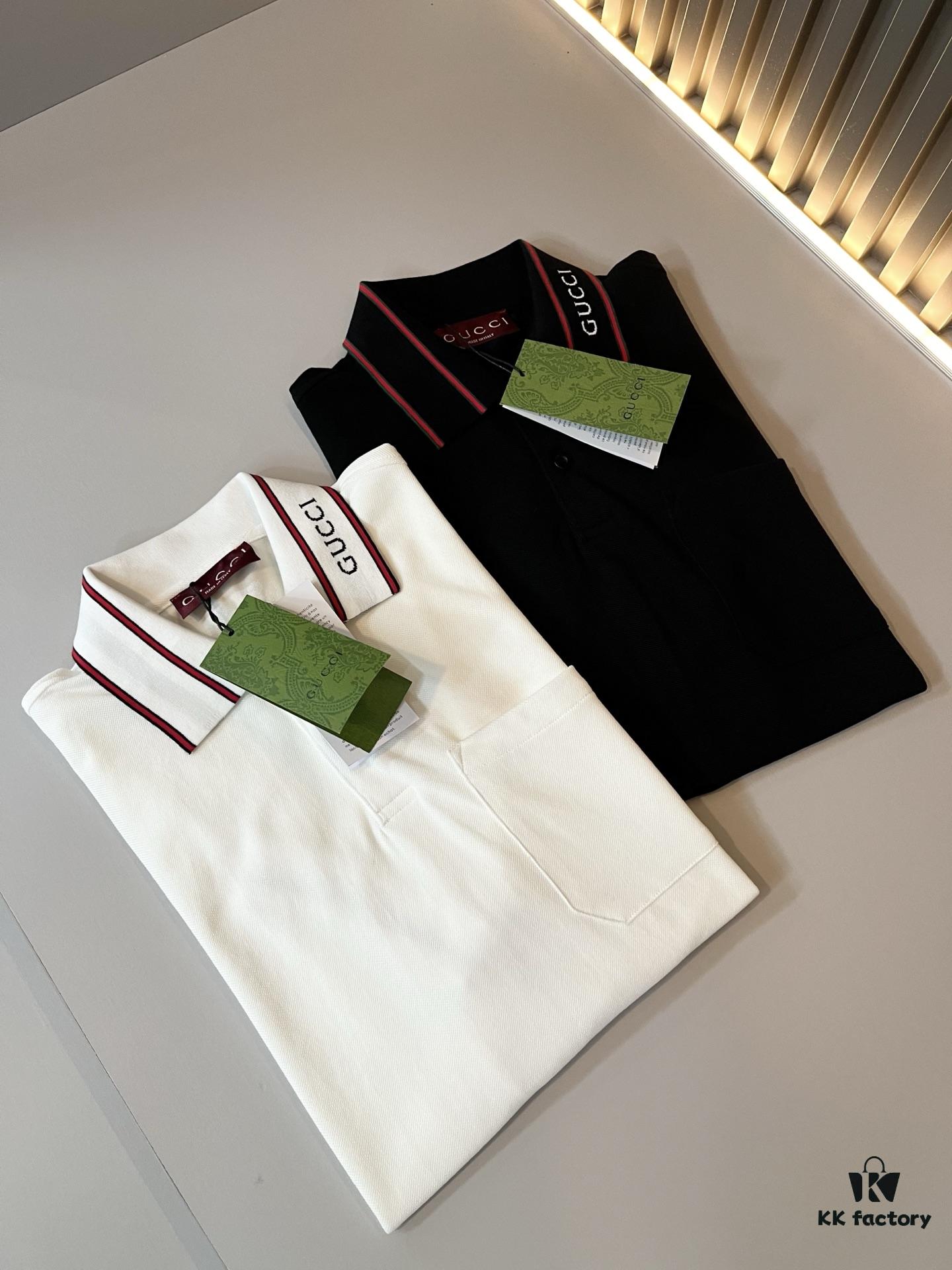 GUC*I GUJIA 2025 Spring/Summer New Short-Sleeve Polo Shirt, Breathable Premium Imported Piqué Cotton Fabric, Logo-Embellished Collar, Trendy and Youthful Unisex Design