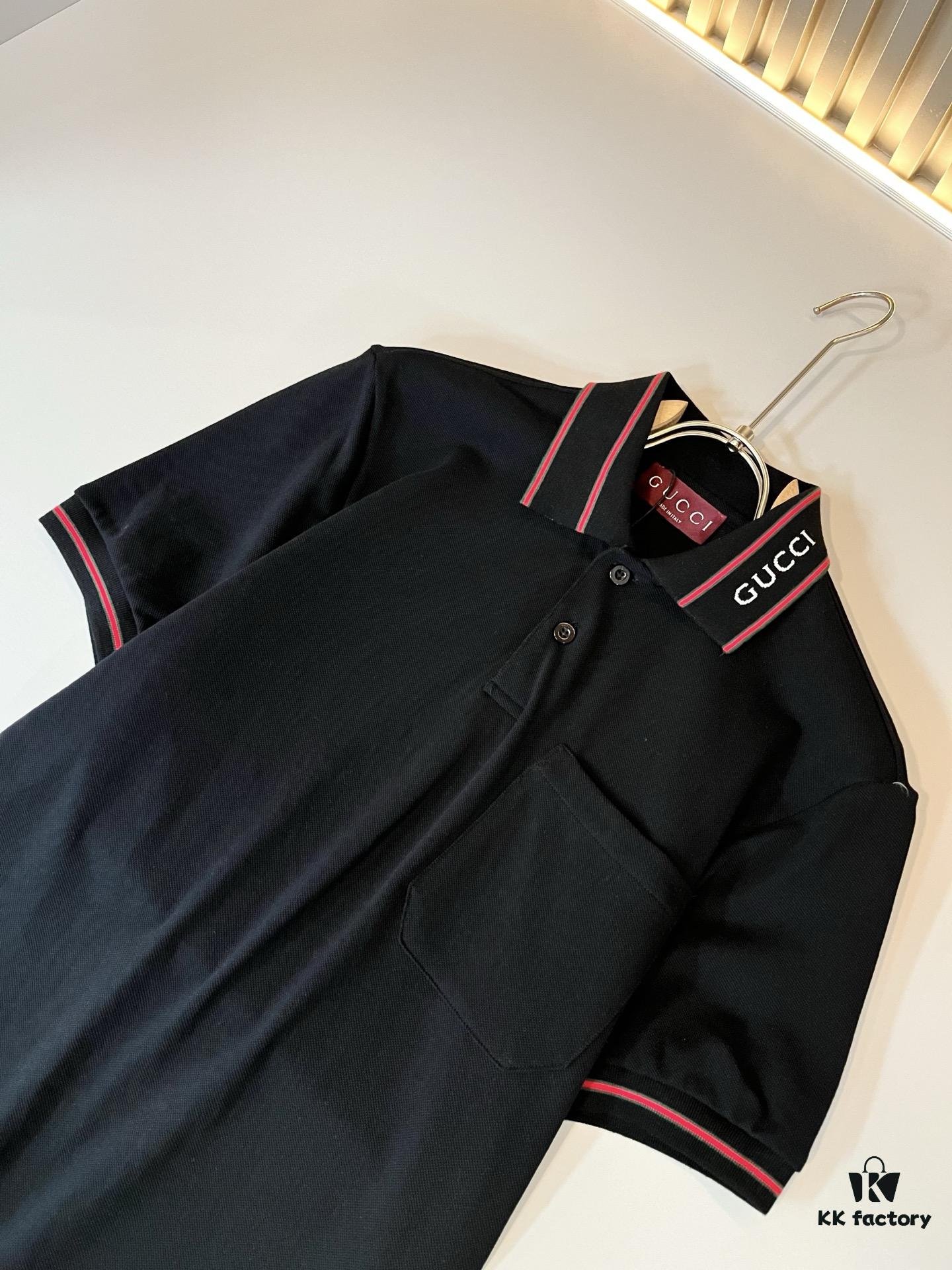 GUC*I GUJIA 2025 Spring/Summer New Short-Sleeve Polo Shirt, Breathable Premium Imported Piqué Cotton Fabric, Logo-Embellished Collar, Trendy and Youthful Unisex Design