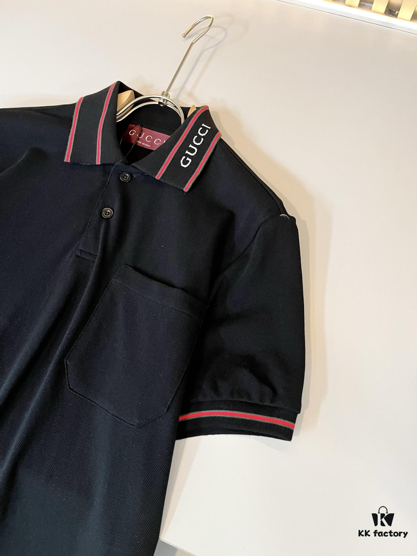 GUC*I GUJIA 2025 Spring/Summer New Short-Sleeve Polo Shirt, Breathable Premium Imported Piqué Cotton Fabric, Logo-Embellished Collar, Trendy and Youthful Unisex Design