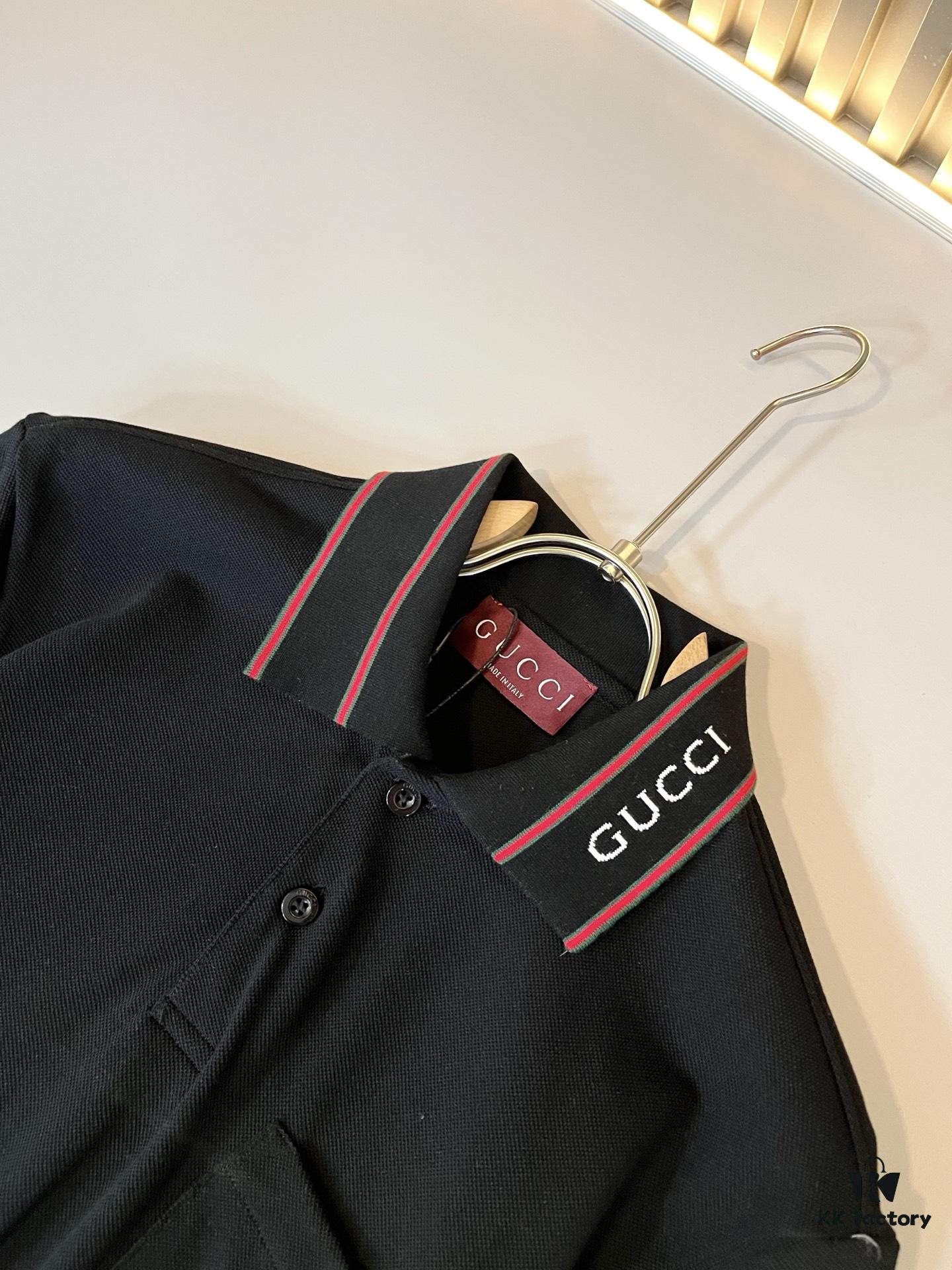 GUC*I GUJIA 2025 Spring/Summer New Short-Sleeve Polo Shirt, Breathable Premium Imported Piqué Cotton Fabric, Logo-Embellished Collar, Trendy and Youthful Unisex Design