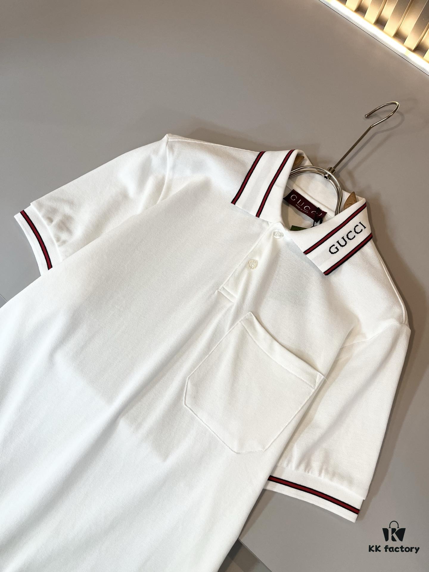 GUC*I GUJIA 2025 Spring/Summer New Short-Sleeve Polo Shirt, Exclusive Release via Trading Company Channel, Synchronized with Official Website Launch! G Brand Spring/Summer Collection Couples' Style Now Available with Knitted Logo on Collar