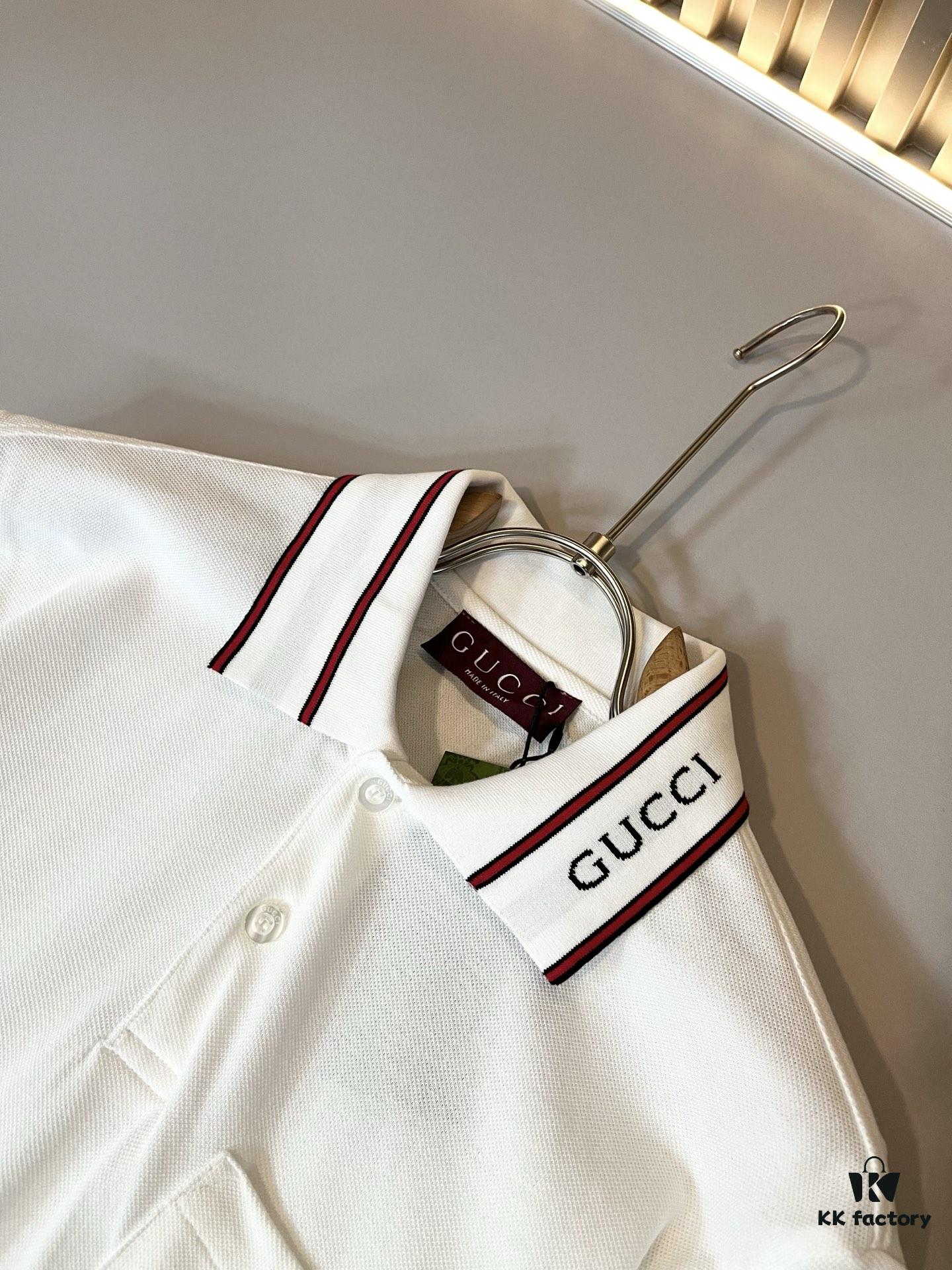 GUC*I GUJIA 2025 Spring/Summer New Short-Sleeve Polo Shirt, Exclusive Release via Trading Company Channel, Synchronized with Official Website Launch! G Brand Spring/Summer Collection Couples' Style Now Available with Knitted Logo on Collar