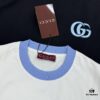 GUCC* Trendy Brand 2025 New Round Neck T-Shirt, Unisex Style – Must-Have Bestseller with Customized 3D GG Embroidery on Chest, Ribbed Collar and Cuffs in Blue for Youthful Look, Fashionable Color Matching, Made from 260g Premium Cotton for Superior Comfort and Soft Texture
