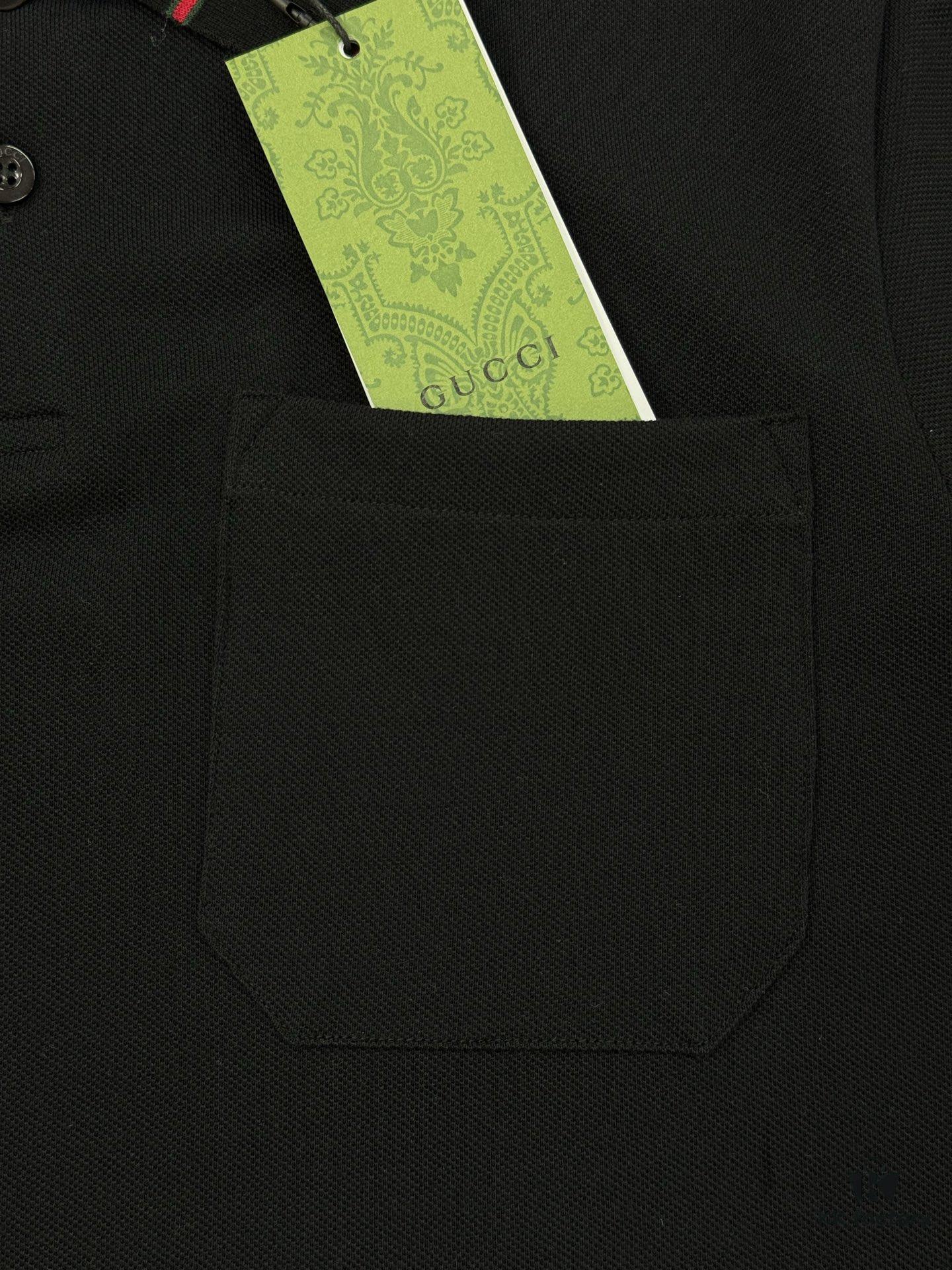 GUCCI 2025 SS Piqué Cotton Short-Sleeve Polo Shirt with Embroidered Logo, Contrasting Jacquard Rib Collar and Custom Laser Mother-of-Pearl Buttons