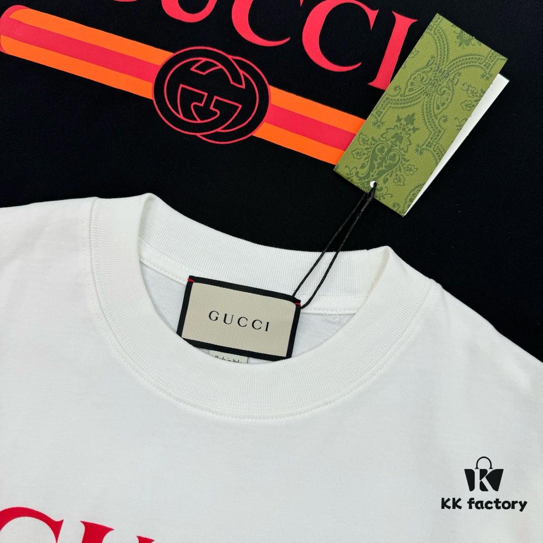 Gucci Unisex Ancora Red Logo Round Neck T-Shirt