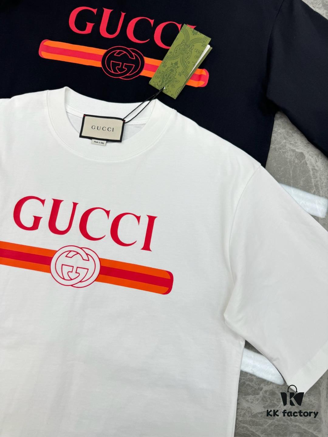 Gucci Unisex Ancora Red Logo Round Neck T-Shirt